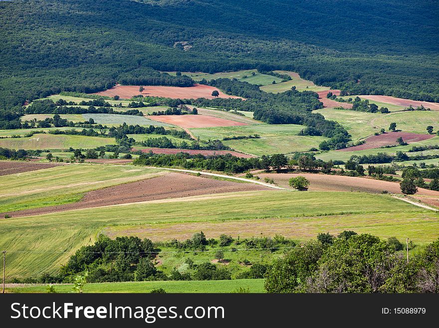 Countryside landscape with fields and forests in Thracia, Greece. Countryside landscape with fields and forests in Thracia, Greece