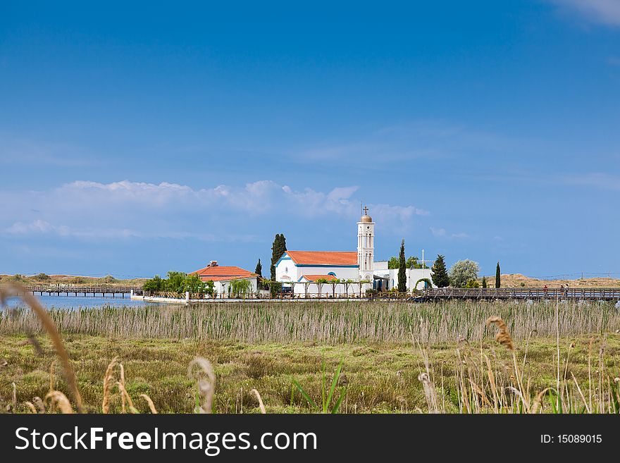 Agios Nikolaos Monastery on the Vistonida Lake at Porto Lagos, Greece