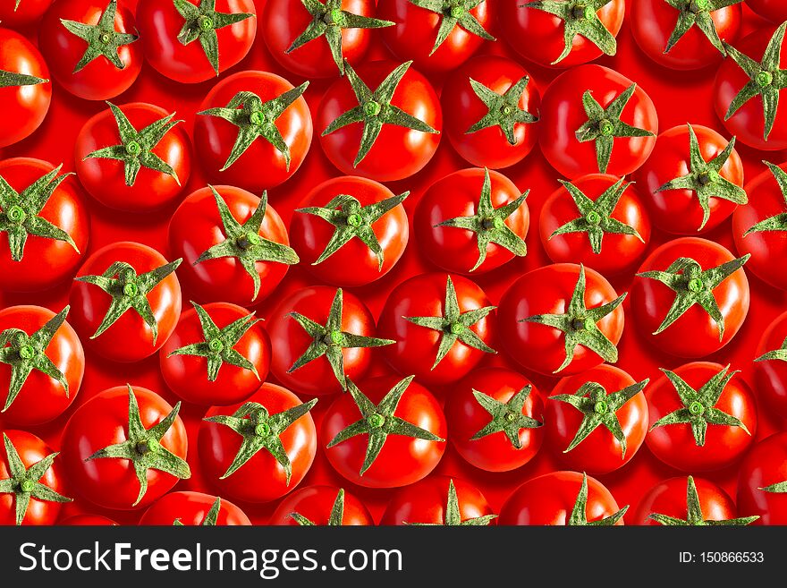 Red sweet seamless tomato background with  many fruits for prints, banners, cards, stickers