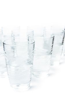Many Glasses Of Clean Water Isolated On White Royalty Free Stock Image Many Glasses Of Clean Water Isolated On White Royalty Free Stock Image