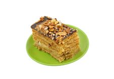Honey Cake On A Plate Royalty Free Stock Images