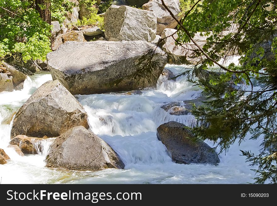 Yosemite River In summer On A Clear Day