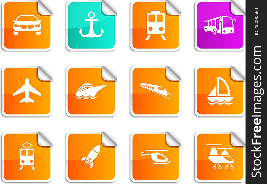 Transport set of square glossy stickers. Transport set of square glossy stickers.