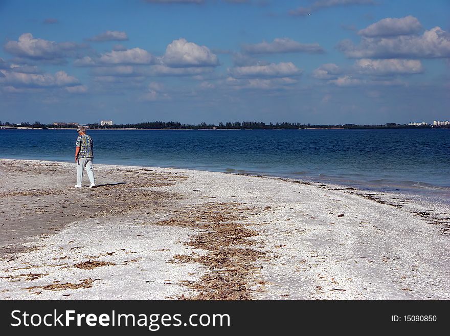 Senior woman on beach Sanibel Island Florida. Senior woman on beach Sanibel Island Florida