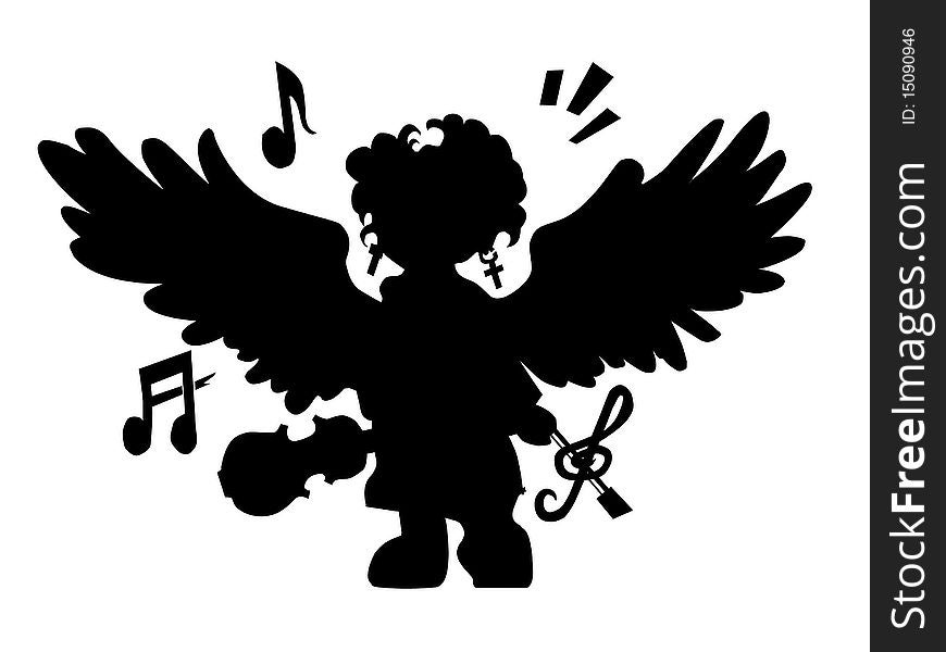 Black angel with violin