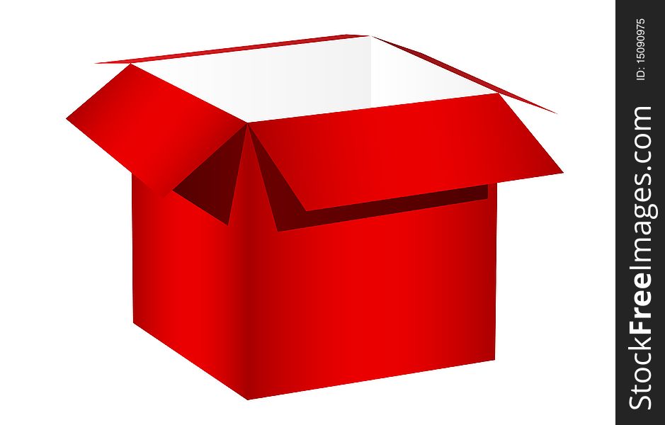 Illustration of the opened red box over white background