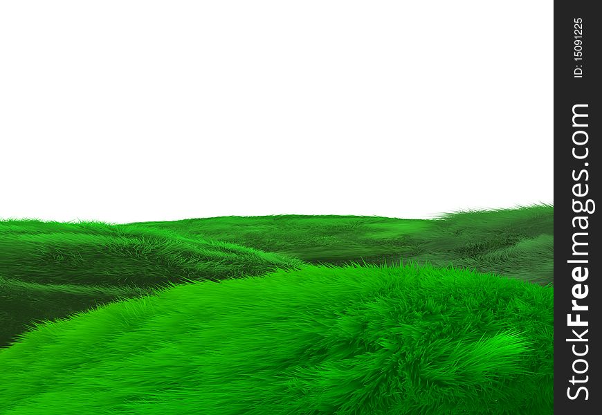 Isolated green field meadow hill