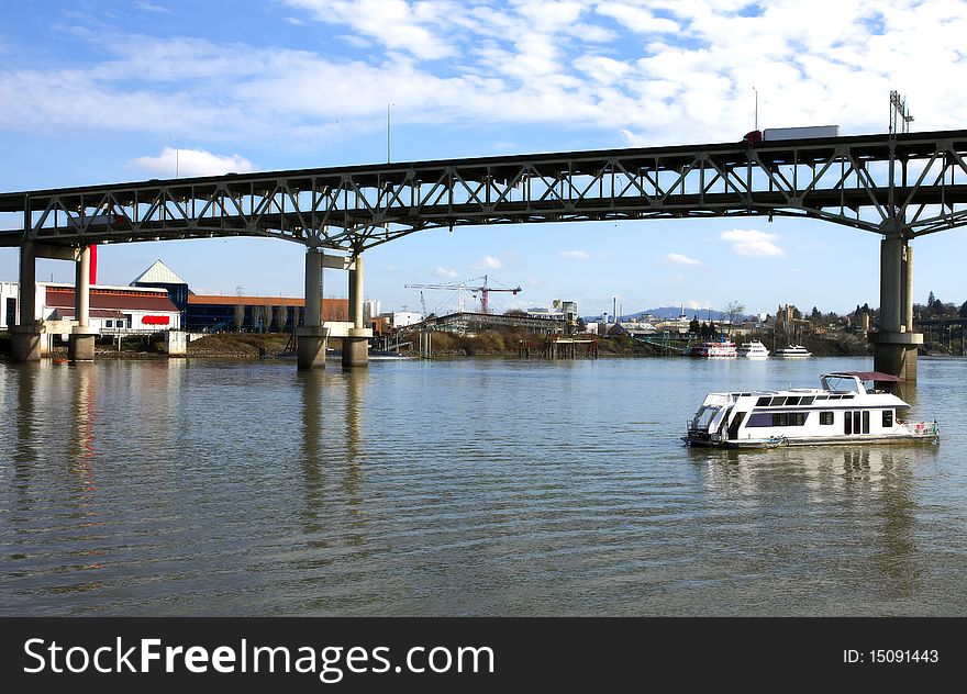 Elevated Freeway & Boat, Portland OR.