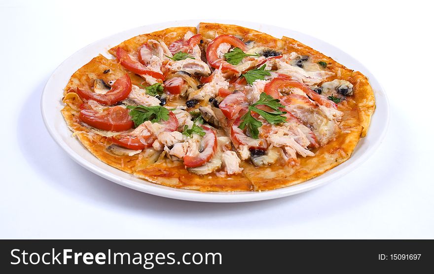 Photo pizza on the white background