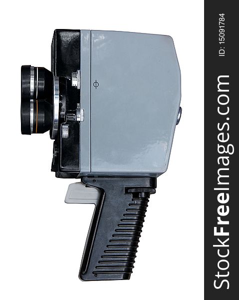 Vintage 8mm movie camera. Clipping path included.