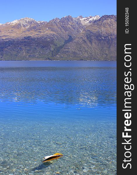 Floating rubbish in the pituresque Lake Wakatipu.