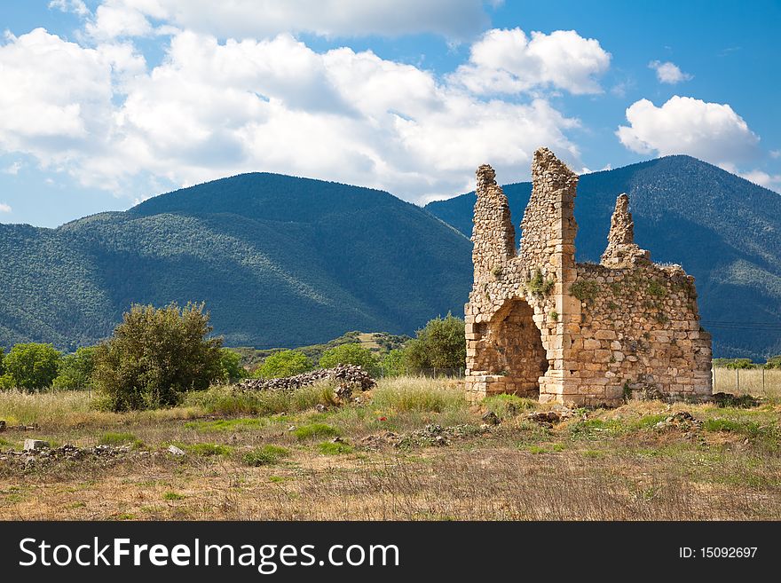 Ruins of the old Zaraka Monastery at Stymfalia in Greece.