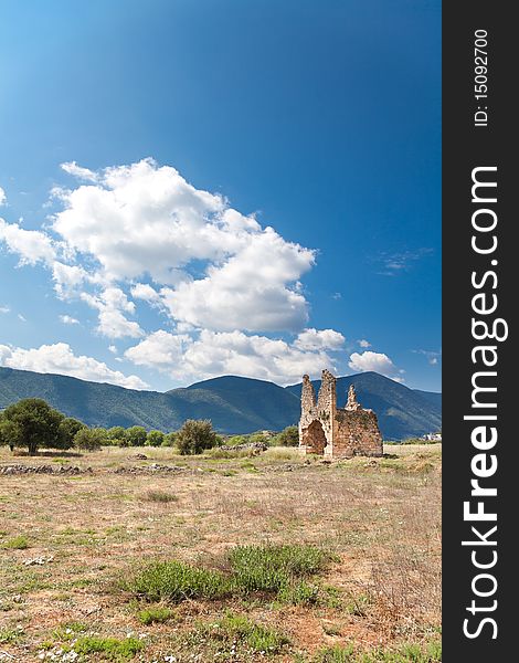 Ruins of the old Zaraka Monastery at Stymfalia in Greece.