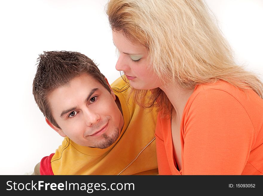 Portrait of young couple, studio shot. Portrait of young couple, studio shot