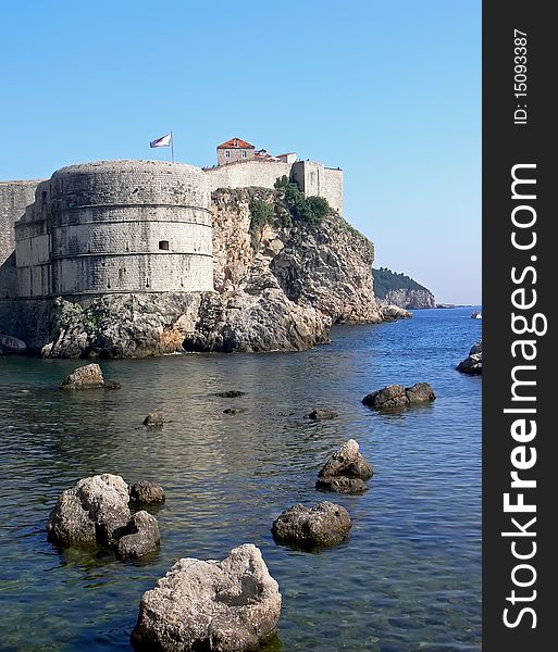 The ancient fortification at the Adriatic Sea gulf.