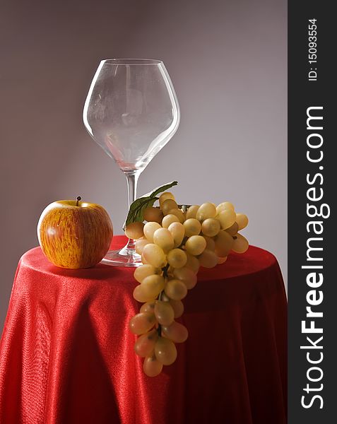 Picture of a still-life with fruit and wine glass