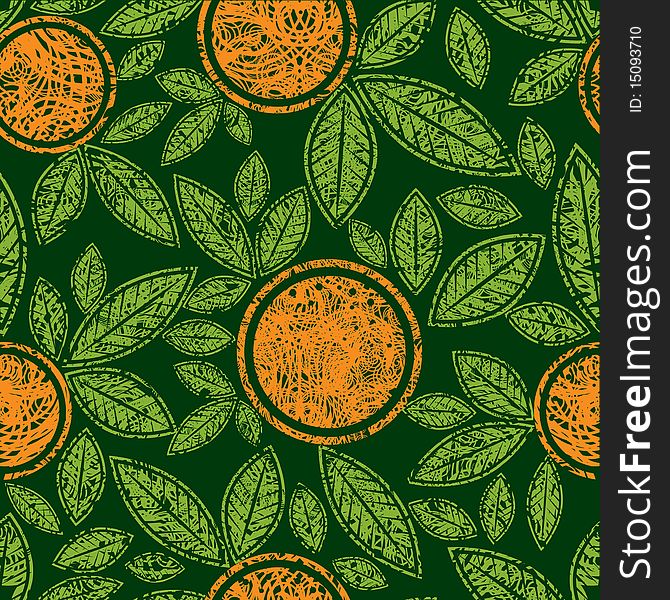 Seamless green grunge pattern with cute oranges (from my Seamless pattern collection). Seamless green grunge pattern with cute oranges (from my Seamless pattern collection)