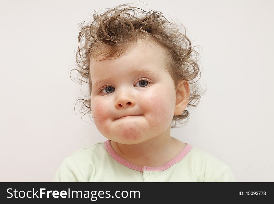 Portrait of young girl on white background