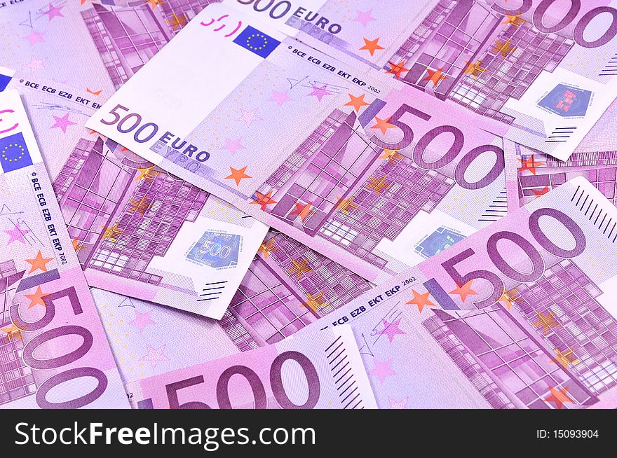 Background of five hundred euro banknotes. Background of five hundred euro banknotes