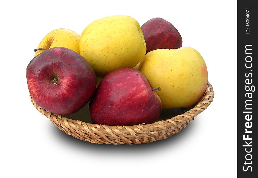 Yellow and red apples are shown in the picture. Yellow and red apples are shown in the picture.