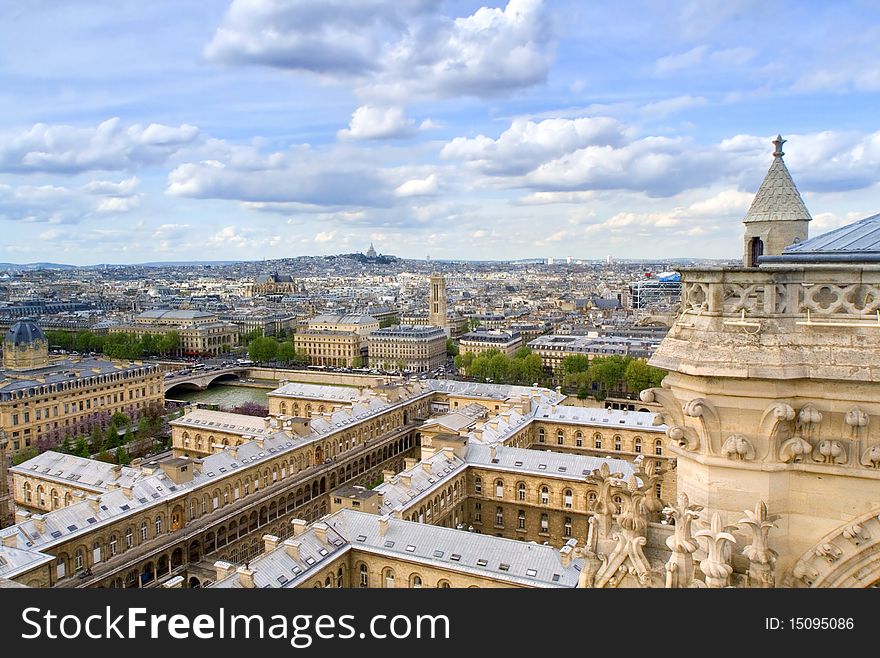 Panorama of Paris in the day time from the height. Panorama of Paris in the day time from the height