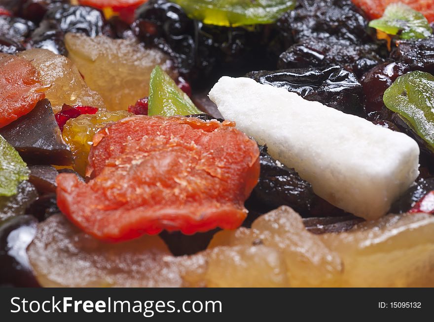 Mixed candied fruit preserved in Beijing, China, the speciality. Mixed candied fruit preserved in Beijing, China, the speciality