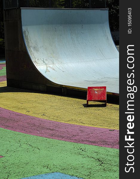 Colorful Skateboard Park on a Sunny Day.