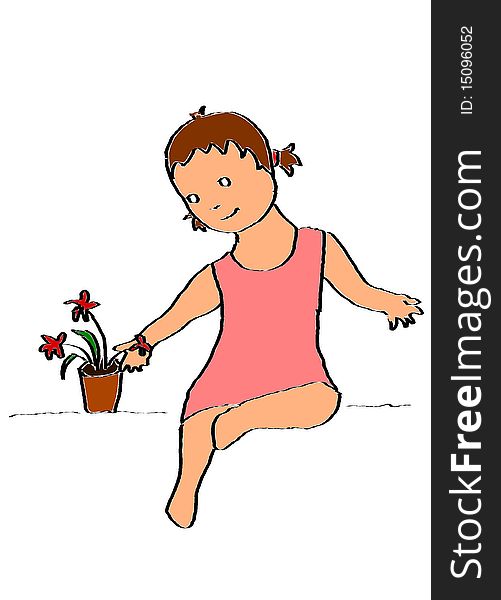 LIttle Girl With A Plant