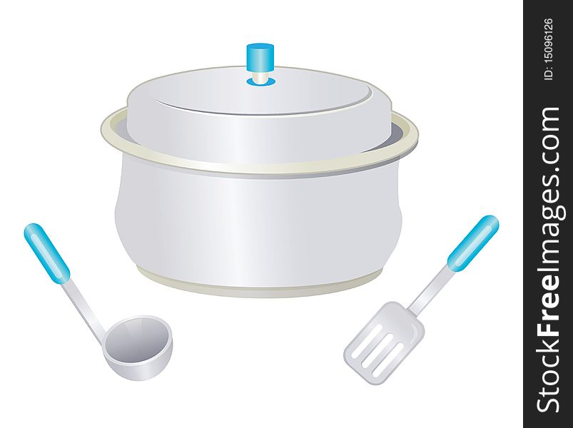 Cartoon vector illustration of a cooking pot