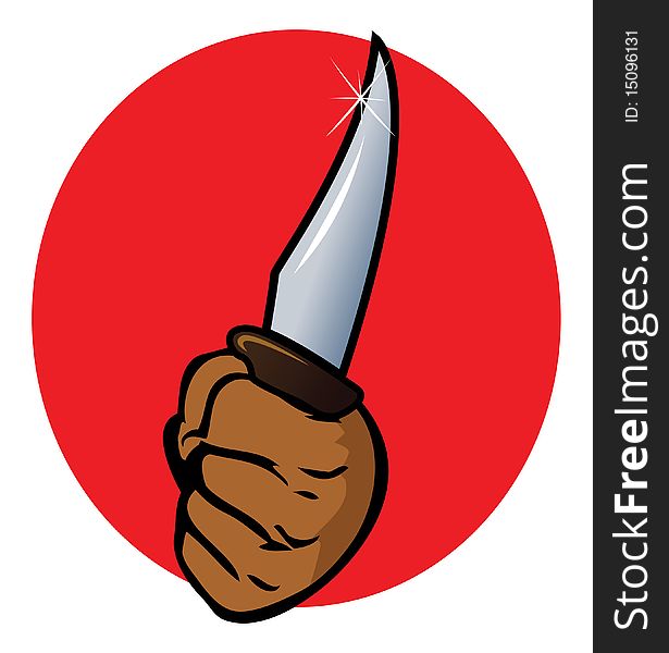 Cartoon vector illustration of a knife wielding thug