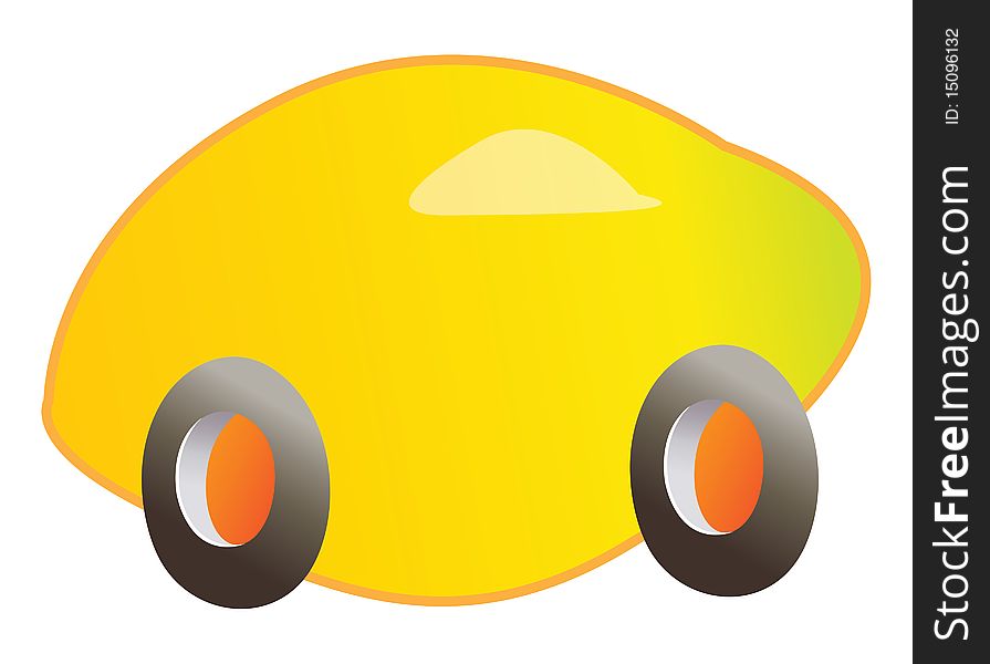 Cartoon vector illustration of a lemon car