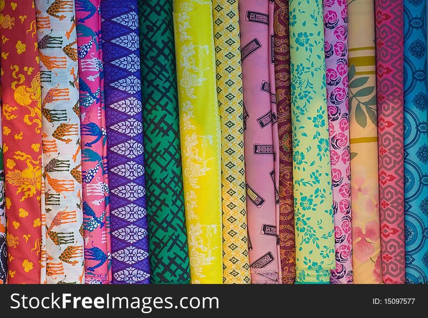 This picture is a group of Thai cloth prints. This picture is a group of Thai cloth prints