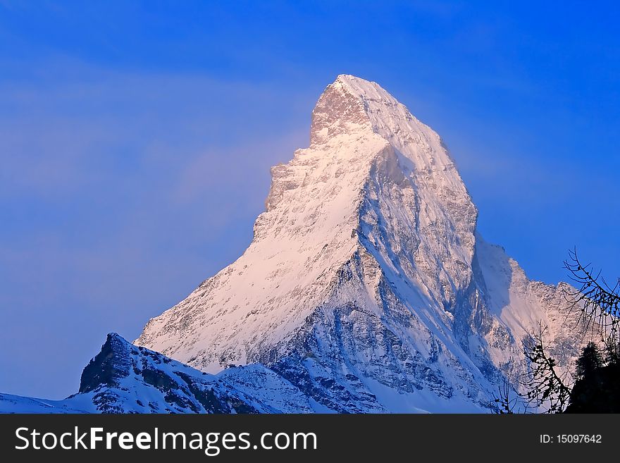 Good Morning Matterhorn,logo of toblerone chocolate,  in the mist