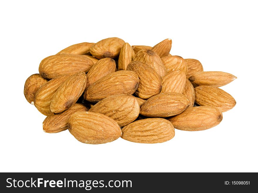 Almonds handful isolated on a white background