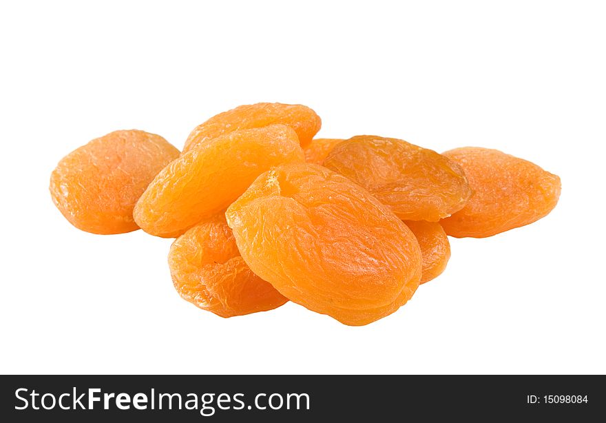 Dried apricots handful isolated on a white background