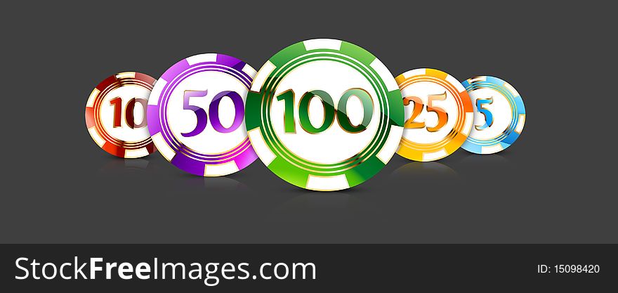 Multi Casino Chips with black Background