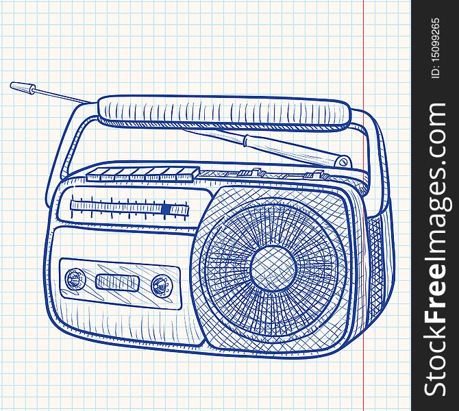 Radio tape recorder, illustration