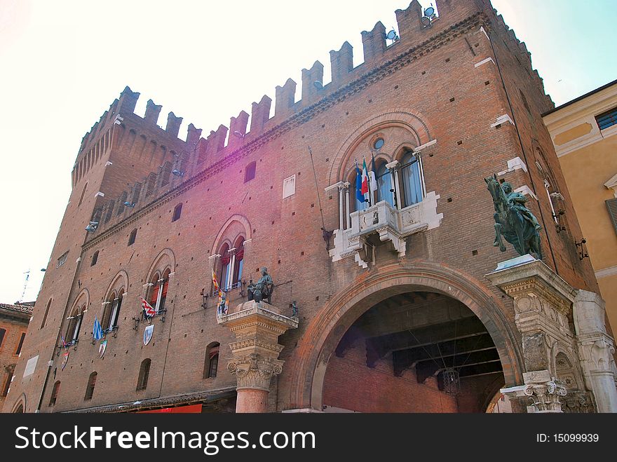 This is the town hall of Ferrara, Italy.