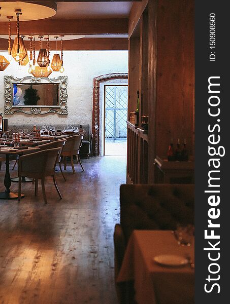 Dining place. Cozy interior of restaurant. Dining place. Cozy interior of restaurant