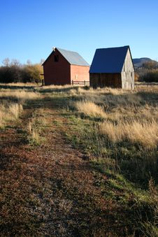 Two Barns In A Field 2 Stock Photography