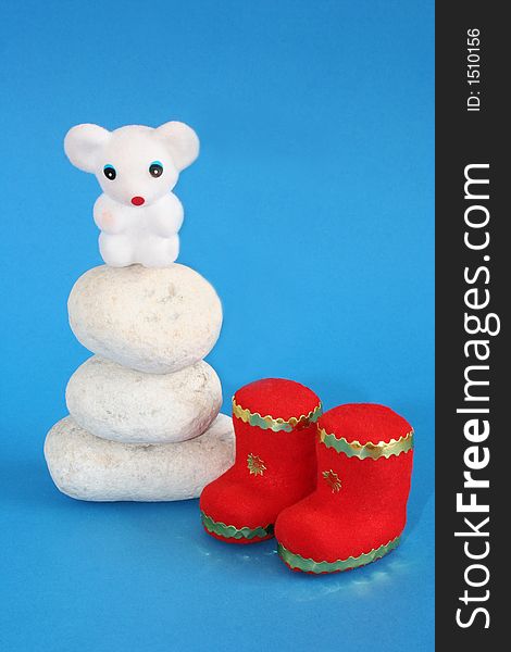 White little bear and red boots. White little bear and red boots