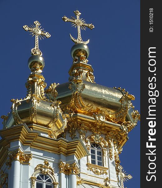 Gold domes of church on a background of the sky. Gold domes of church on a background of the sky