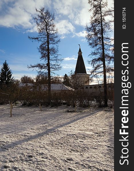 View at inner yard of St. Joseph monastery near Moscow, Russia. The cloister was founded in XV century. View at inner yard of St. Joseph monastery near Moscow, Russia. The cloister was founded in XV century.