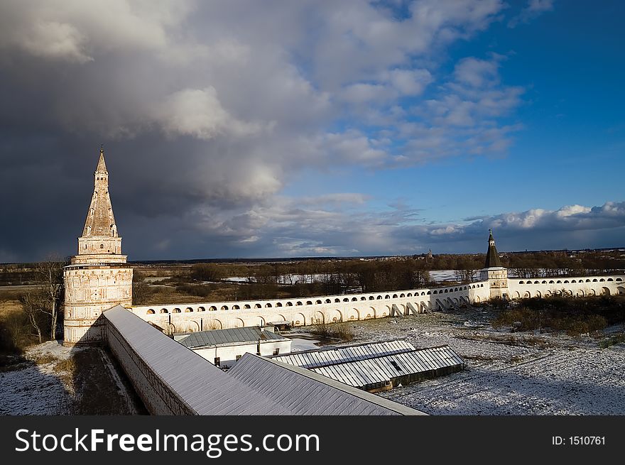 View at walls, yard and vicinity of St. Joseph monastery near Moscow, Russia. The cloister was founded in XV century. View at walls, yard and vicinity of St. Joseph monastery near Moscow, Russia. The cloister was founded in XV century.