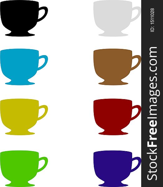 Teacup Set - Fully editable  drawing. Teacup Set - Fully editable  drawing