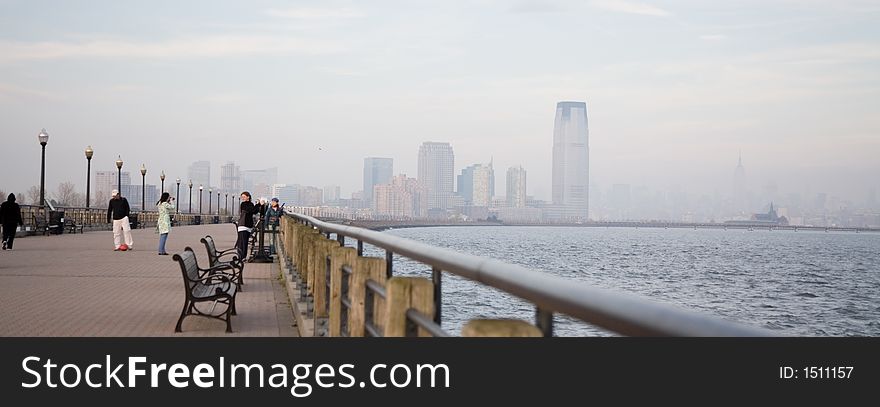 New York City Skyline in Fall Sunset