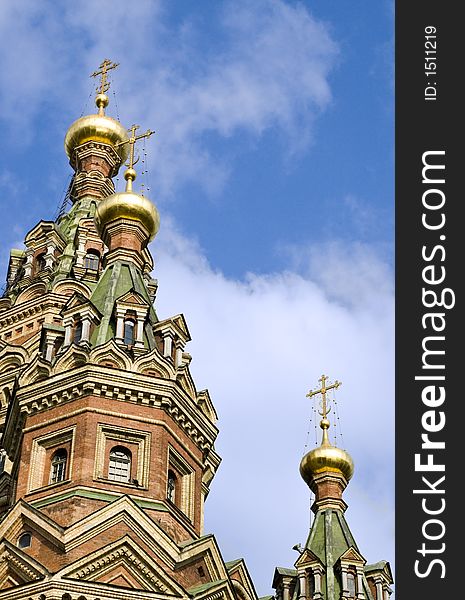Orthodox cathedral in Petrodvorets (Saint-Petersburg)