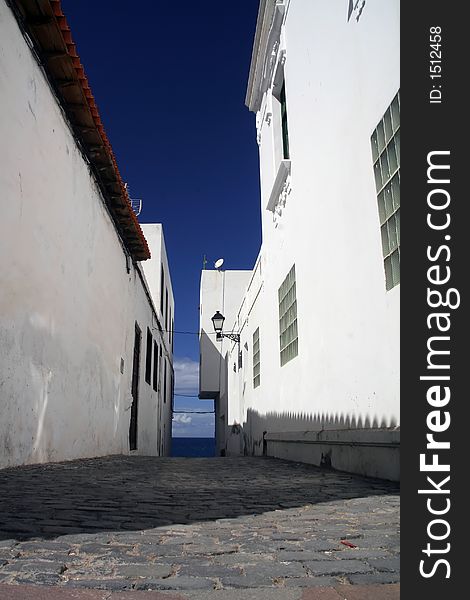 Beautiful alley towards the blue ocean. Beautiful alley towards the blue ocean