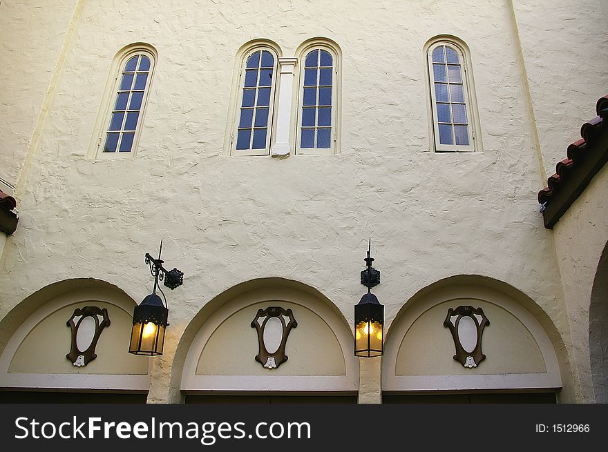 Architectural details courtyard in palo alto downtown california