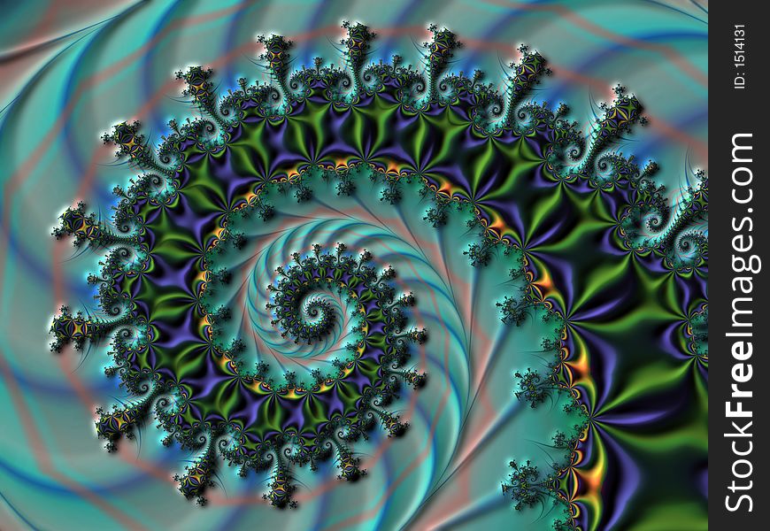 Embossed spiral fractal with waves. Embossed spiral fractal with waves